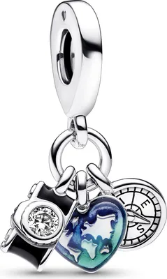 Produktbild von Pandora Charm Anhänger Camera,Heart&Compass 792703C01 Silber