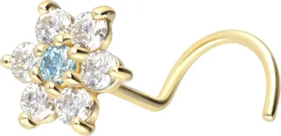 Produktbild von Nasenpiercing, Nasenstecker 14/18 Karat Gold Nasenstecker Spirale MOISSANIT-BLUME
