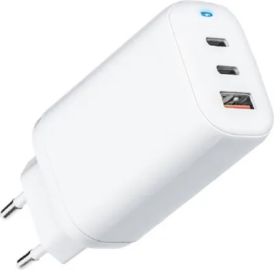 Zdjęcie produktu dla Ładowarka podróżna Forcell GaN 65W z 2x gniazdem USB typu C, 1x USB A - 3A z funkcją PD Quick Charge 4.0
