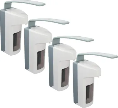 Produktbild von 4 Seifenspender für 500 ml Flaschen - LH - weiß - Desinfektionsmittelspender