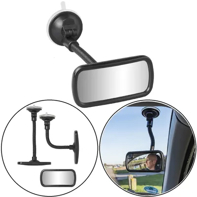 Produktbild von AS Zusatzspiegel Auto universal konvexer Innenspiegel mit Flexarm 12 cm Saugnapf Ø5,5 cm Rückspiegel Erweiterung für Fahrschule Babybeobachtung 11x5 cm AS