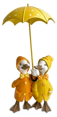 Produktbild von Regenschirmenten-Statue, gelbe Regenschirmenten-Figur aus Kunstharz, Tierskulptur, Dekoration für Zuhause oder Büro
