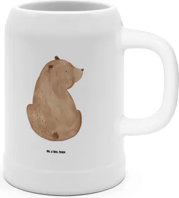 Produktbild von Mr. & Mrs. Panda Krug Bär Schulterblick - Weiß - Geschenk, Bierhumpen, Bären, Steinkrug, Teddy, Motivation, Weisheit, Bierbecher, Selbstachtung, Seidel, Weltansicht