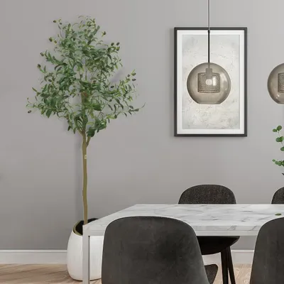 Image de Olivier artificiel, olivier artificiel en pot de 150 cm de haut avec des feuilles et des fruits réalistes, grand olivier pour décorer le salon, la chambre à coucher ou le bureau.