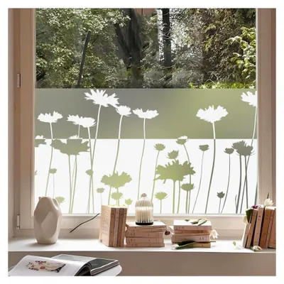 Produktbild von Fensterfolie Sichtschutz Weißes Hohles Pflanzenmuster Statische Aufkleber Wiederverwendbar Geeignet für Wohnzimmer, Schlafzimmer, Küche 44,5x200cm