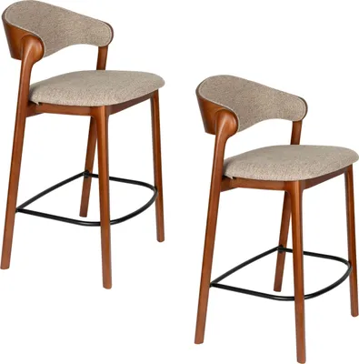 Produktbild von Dutchbone Babington Barhocker mit Rückenlehne 65 cm Walnuss - 2 er Set