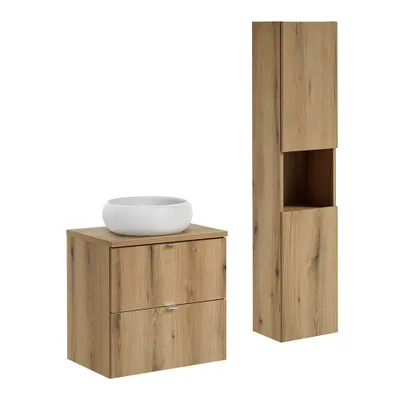 Produktbild von Badmöbel Set 2-teilig, 60cm Waschtisch, in Eiche, NEWPORT-56-OAK