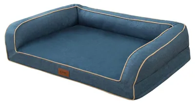 Produktbild von Orthopädisches Hundebett mit Kopfstütze & Einkuschelecken Blau L 91x71x23 cm