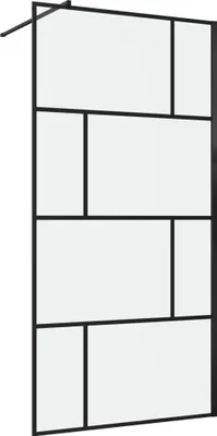 Image de Paroi de douche a l'italienne serigraphie type Briques - 100x195cm - Profile noir mat - verre 5mm