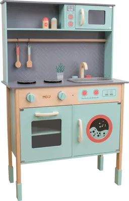 Produktbild von Kinderküche aus Holz, Blau, mit Spülbecken und Kochfeld, L 69 x B 29,5 x H 83 cm