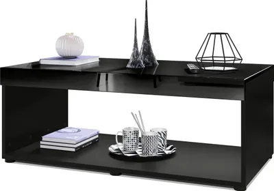 Produktbild von Vladon Couchtisch Pure,  Germany, Wohnzimmertisch in Kastenform, Schwarz matt/ Schwarz Hochglanz (104 x 40,5 x 58 cm)