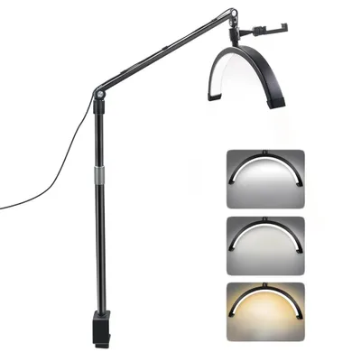 Zdjęcie produktu dla ANDOER HD-M30X 36W Desktop LED Video Light, półksiężycowe światło rozjaśniające, dwukolorowe światło (3200K-5600K), z możliwością ściemniania, 10 poziomów jasności, z pilotem zdalnego sterowania