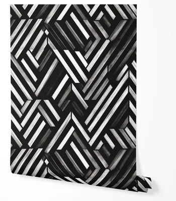 Zdjęcie produktu dla Tapeta Samoprzylepna Geometryczna Jodełka Czarno Biała Salon Sypialnia 5m x 0.5m