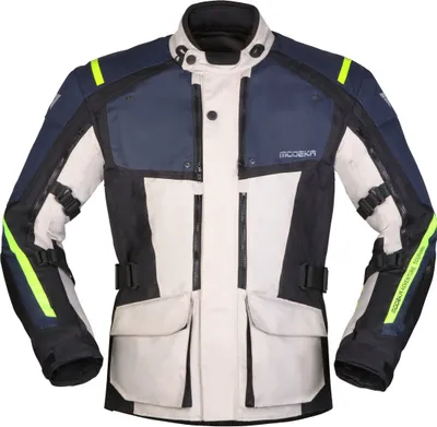 Produktbild von Modeka Varus wasserdichte Motorrad Textiljacke, hellgrau/blau, M