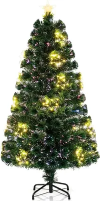 Immagine prodotto di Albero di Natale artificiale - fibra di vetro, illuminato - 150 cm - 24 LED bianco caldo - 170 punte dei rami - verde