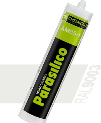 Produktbild von Sanitär Silikon Parasilico AM-85 – neutralvernetzender Silikon-Dichtstoff, schimmelhemmend & dauerelastisch, für Bad & Küche, innen & außen, UV- und witterungsbeständig (2x Kartuschen, Weiß (Signalweiß) RAL 9003)