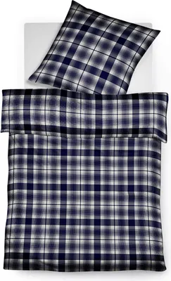 Produktbild von Fleuresse Lech Edelflanell Bettwäsche 135x200 Karo marine blau  604111-02