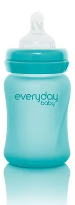 Productafbeelding van Everyday Baby glazen fles van 150 ml met temperatuurindicator | Flesfles met vrije doorstroom