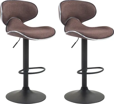 Produktbild von CLP 2er Set Barhocker Las Vegas V2 Stoff mit Fußstütze braun Gestell Farbe schwarz