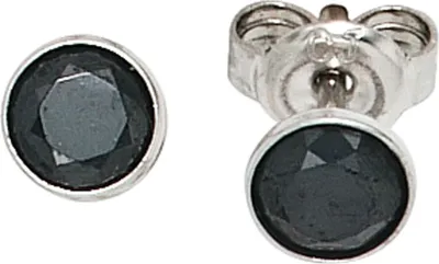Produktbild von JOBO Ohrstecker 925 Sterling Silber rhodiniert 2 schwarze Zirkonia Ohrringe