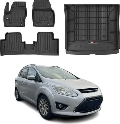 Image de OMAC Tapis de sol & bac de coffre Set pour Ford Grand C-Max 2010-2019 Caoutchouc 4x