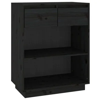Produktbild von Beistellschrank Schwarz 60x34x75 cm Massivholz Kiefer