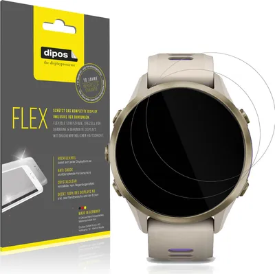 Produktbild von 2x Schutzfolie für Garmin Forerunner 970 Folie, 100% Displayabdeckung, dipos Flex