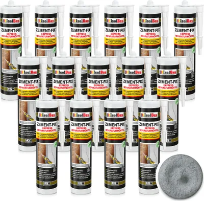 Image de Isolbau Zement-Fix 15 x 300 ml Gris béton Mortier de réparation express fissures joints intérieur extérieur