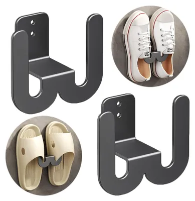 Imagen del producto de Estante para zapatos de montaje en pared, de metal, sin necesidad de taladrar, ideal para la entrada, y que ahorra espacio