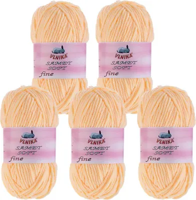 Produktbild von 5 x 100g Strickgarn Samet Soft Fine Chenille-Strickgarn Samtwolle flauschige