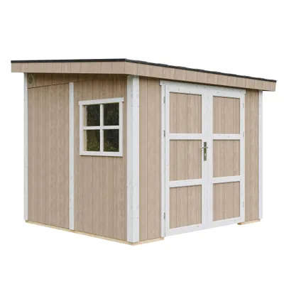 Zdjęcie produktu dla Wysokiej jakości szopa ogrodowa 5,9 m² - H231x248x294 cm - Bez podłogi i ściany bocznej - Timbela M938B-TERRA BROWN