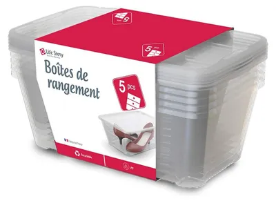 Image de Omgoods - Coffret de 5 boîtes de rangement en plastique transparentes, empilables, étanches, pour enfants et chaussures