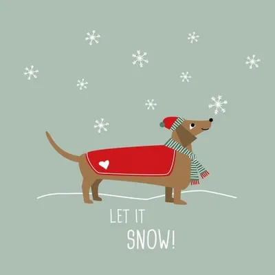 Produktbild von 20 Servietten Winter Story - Dackel erfreut sich an Schnee 33x33cm