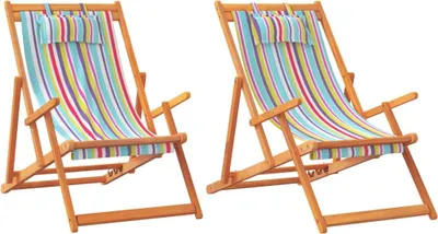 Produktbild von vidaXL Strandstühle 2 Stk. Klappbar Mehrfarbig Stoff
