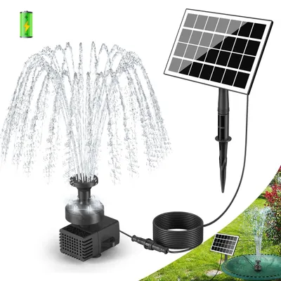 Zdjęcie produktu dla Fontanna solarna - 3,5 W, pompa szklana - 21x17x5,2 cm. Wymiary: fontanna do stawu, dekoracja ogrodu - pływająca pompa wodna