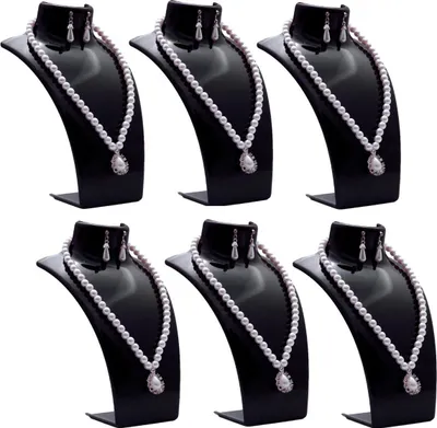 Immagine prodotto di set di 6 - Busto espositore per gioielli, porta collane, porta gioielli in plastica, porta orecchini, porta gioielli, porta catene per gioielleria - negozi, espositore - nero