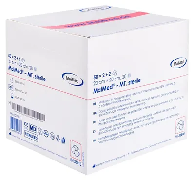 Productafbeelding van Mulltupfers (2+2), steriel, ter grootte van een pruim, 1 verpakking TUP