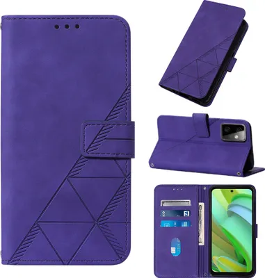 Produktbild von Hülle für Motorola Moto G Power 5G 2023 Prägung Flip Leder Kartenfächer Schutzhülle mit Ständer Lila