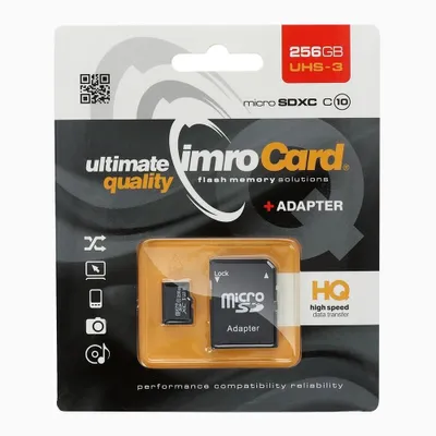 Product packaging for a micro SD card and adapter.