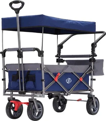 Image de Chariot pliable léger - Réglable à plusieurs niveaux - Roues pivotantes - Chariot de plage pour différentes situations