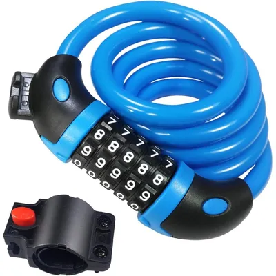 Productafbeelding van Fietsslot, kabelslot, 120 cm, 12 mm, cijferslot, 5 cijfers, blauw