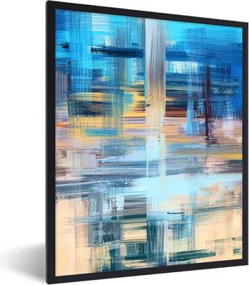 Produktbild von MuchoWow® Gerahmtes Poster Ölfarbe - Abstrakt - Malerei 60x80 cm - Poster mit Schwarzem Bilderrahmen Wandposter Rahmen Foto Bilder - Premium - Wanddeko Wohnzimmer