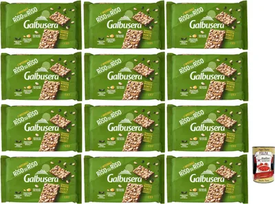 Produktbild von Galbusera RisosuRiso Croccantezza Integrale, Krümelige Cracker mit knusprigen Körnern aus 100% italienischem Puffreis, 12x 380g + Italian Gourmet polpa 400g