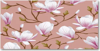 Produktbild von Tulup Glas-Bild -140x70- Wandkunst Dekorative Wand für Küche & Wohnzimmer - Blumen & Pflanzen - Magnolie - Beige