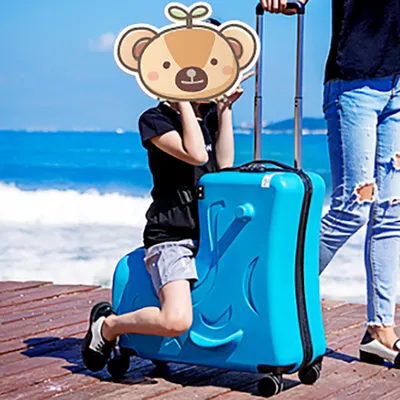 Produktbild von 360Home Trolley Kinderkoffer für Kinder Sitzkoffer Reisekoffer mehrere farben Blau 24zoll