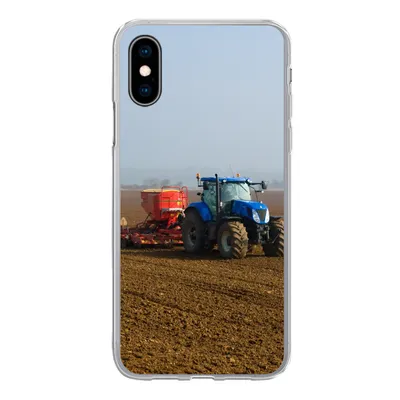 Produktbild von MuchoWow® Handyhülle Schutzhülle Hülle für iPhone X Traktor - Blau - Nebel Silikon Softcase Handy Hülle - Handyhülle