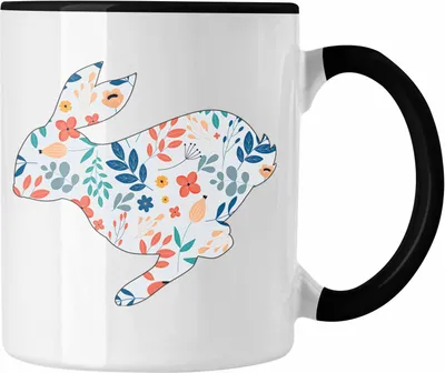 Produktbild von Trendation - Tasse Ostern Ostergeschenke Kinder Jugendliche Geschenke Lustige Grafik Osterhase (Schwarz)