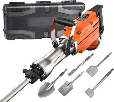 Imagen del producto de Kit de martillo demoledor eléctrico, 2200W, con 2 cinceles, 220V, para construcción, con 2 puntas para uso en obra
