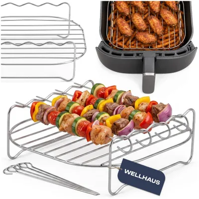 Produktbild von WELLHAUS Airfryer Grillrost mit Spießen für 5L Heißluftfritteuse
