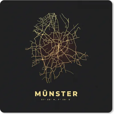 Produktbild von MuchoWow® Mauspad Mousepad Gold - Münster - Karte - Stadtplan - Karte 20x20 cm - Mousepads - Maus Mat - Pad - Mausunterlage - Desk Mat - Bureauartikeln